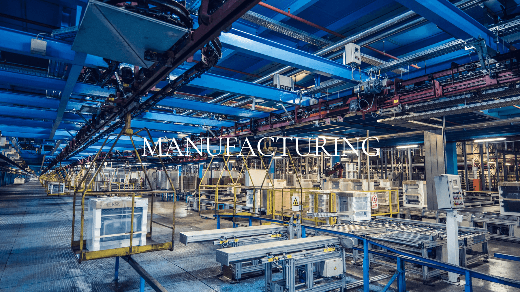 An industrial manufacturing floor with equipment